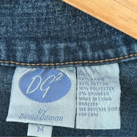 Diane Gilman Women’s Denim Funky Boho Jacket Rhinestone‎ Buttons Beaded Fringe - Picture 6 of 7